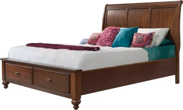 Elements International Chatham Dark Wood Complete King Storage Slat Bed