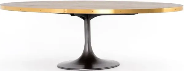 Four Hands Evans Brown Brass 98" Oval Dining Table