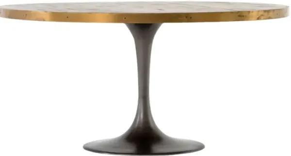 Four Hands Evans Reclaimed Burnt Oak Dining Table with Gray Base