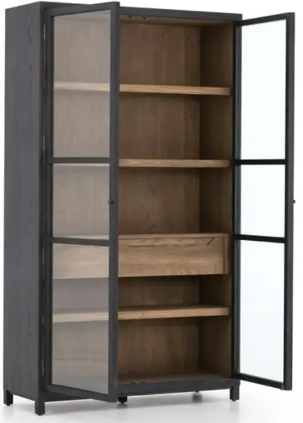 Four Hands Millie Drifted Matte Black/Oak Cabinet