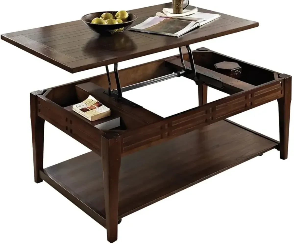 Steve Silver Co. Crestline Cherry Lift Top Cocktail Table with Casters