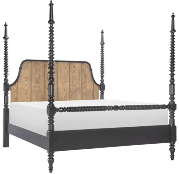 Legacy Classic Vintage Market Barnwood Oak/Kettle Black King Poster Bed