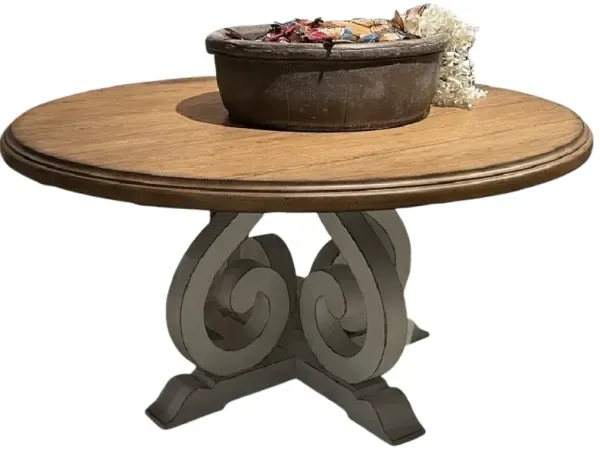 Legacy Classic Vintage Market Barnwood Oak Dining Table with Picket Fence Base