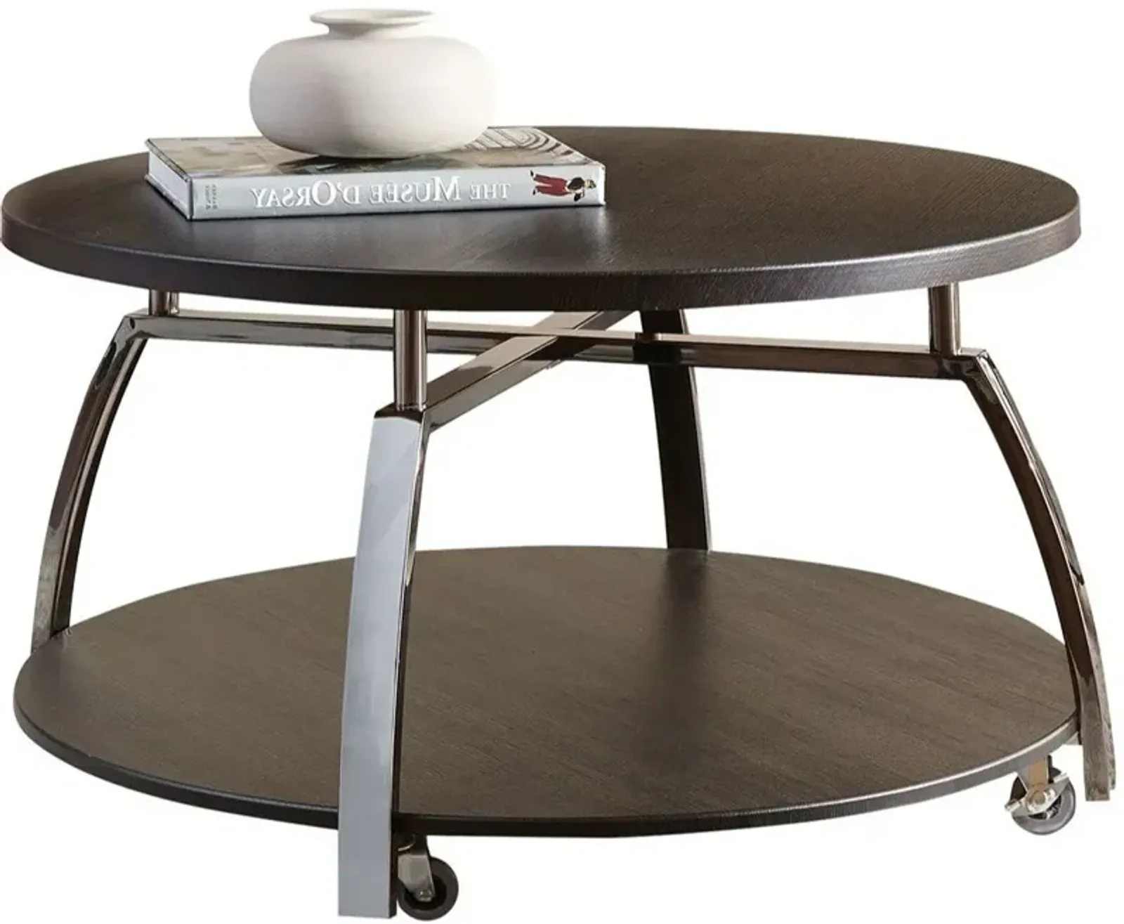 Steve Silver Co. Coham Brown Cocktail Table with Black Nickel Base