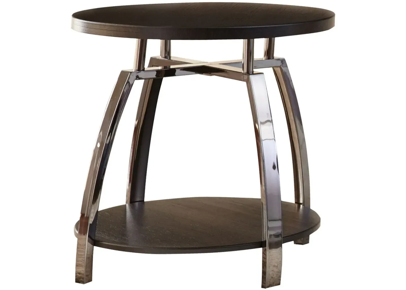 Steve Silver Co. Coham Brown End Table with Black Nickel Frame