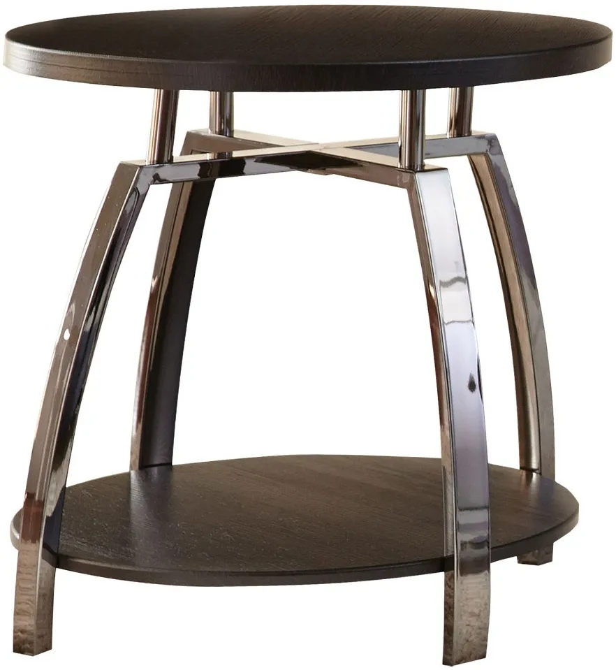 Steve Silver Co. Coham Brown End Table with Black Nickel Frame