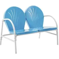Crosley Furniture® Griffith Sky Blue Gloss Outdoor Metal Loveseat