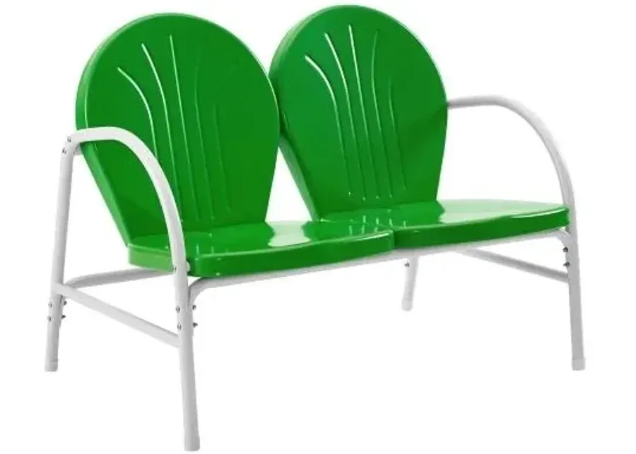 Crosley Furniture® Griffith Kelly Green Gloss Outdoor Metal Loveseat