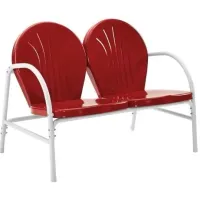 Crosley Furniture® Griffith Bright Red Gloss Outdoor Metal Loveseat
