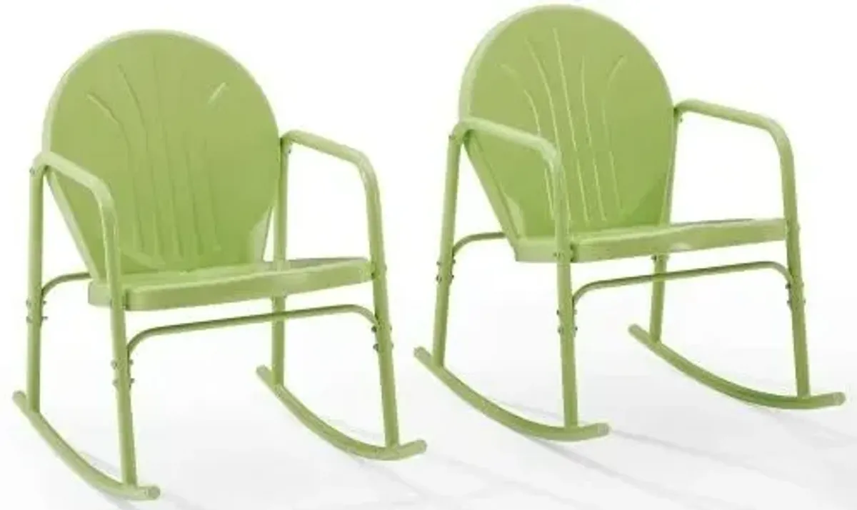 Crosley Furniture® Griffith 2-Piece Key Lime Gloss Outdoor Metal Rocking Chair Set