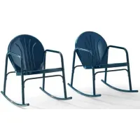 Crosley Furniture® Griffith 2-Piece Navy Gloss Outdoor Metal Rocking Chair Set