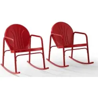Crosley Furniture® Griffith  2-Piece Bright Red Gloss Outdoor Metal Rocking Chair Set