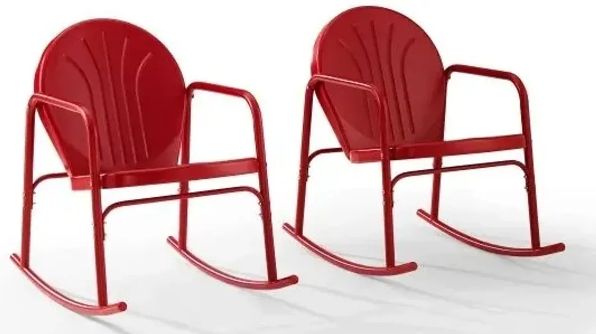 Crosley Furniture® Griffith  2-Piece Bright Red Gloss Outdoor Metal Rocking Chair Set