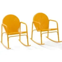 Crosley Furniture® Griffith 2-Piece Tangerine Gloss Outdoor Metal Rocking Chair Set