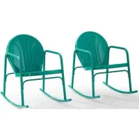 Crosley Furniture® Griffith 2-Piece Turquoise Gloss Outdoor Metal Rocking Chair Set