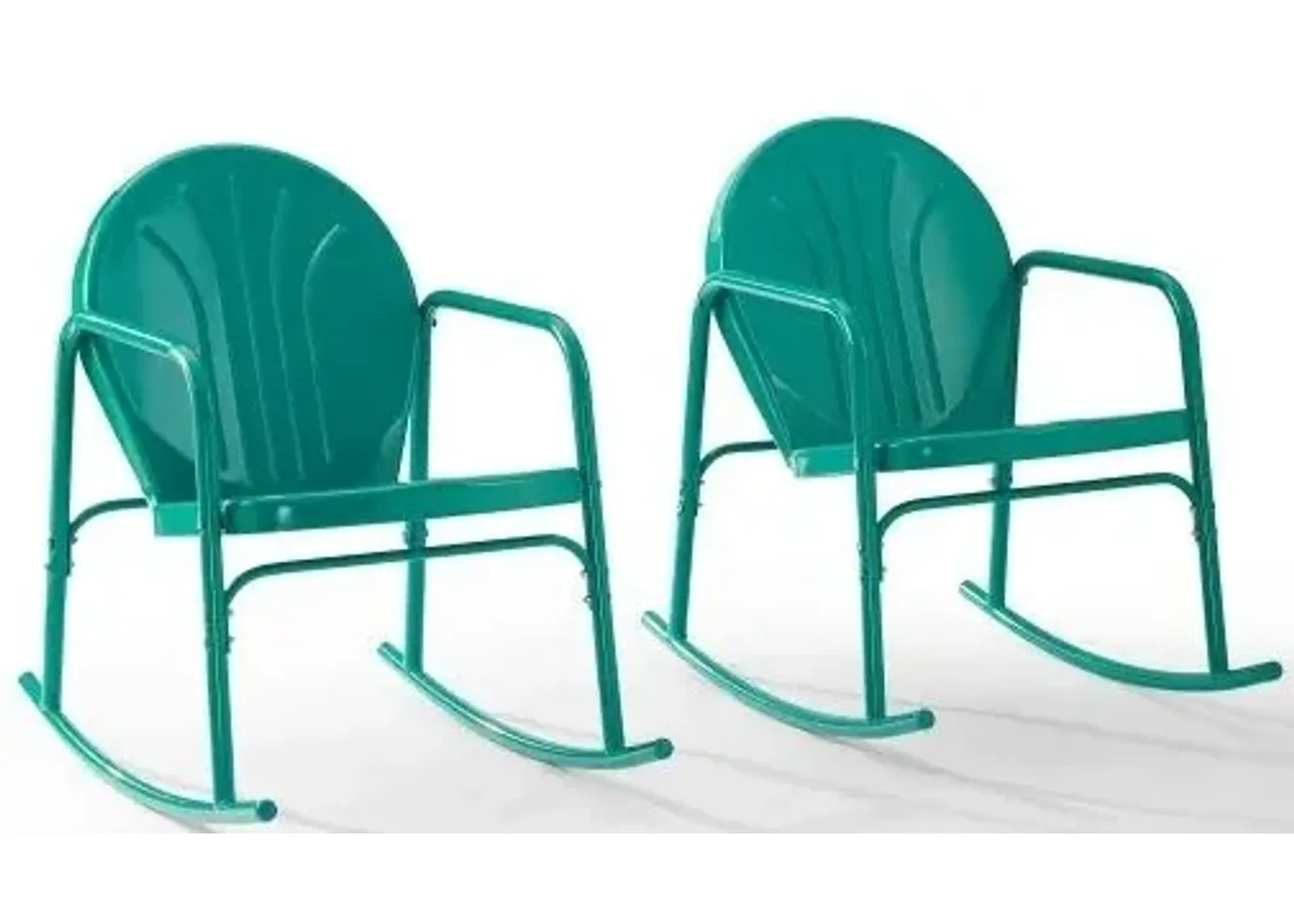 Crosley Furniture® Griffith 2-Piece Turquoise Gloss Outdoor Metal Rocking Chair Set