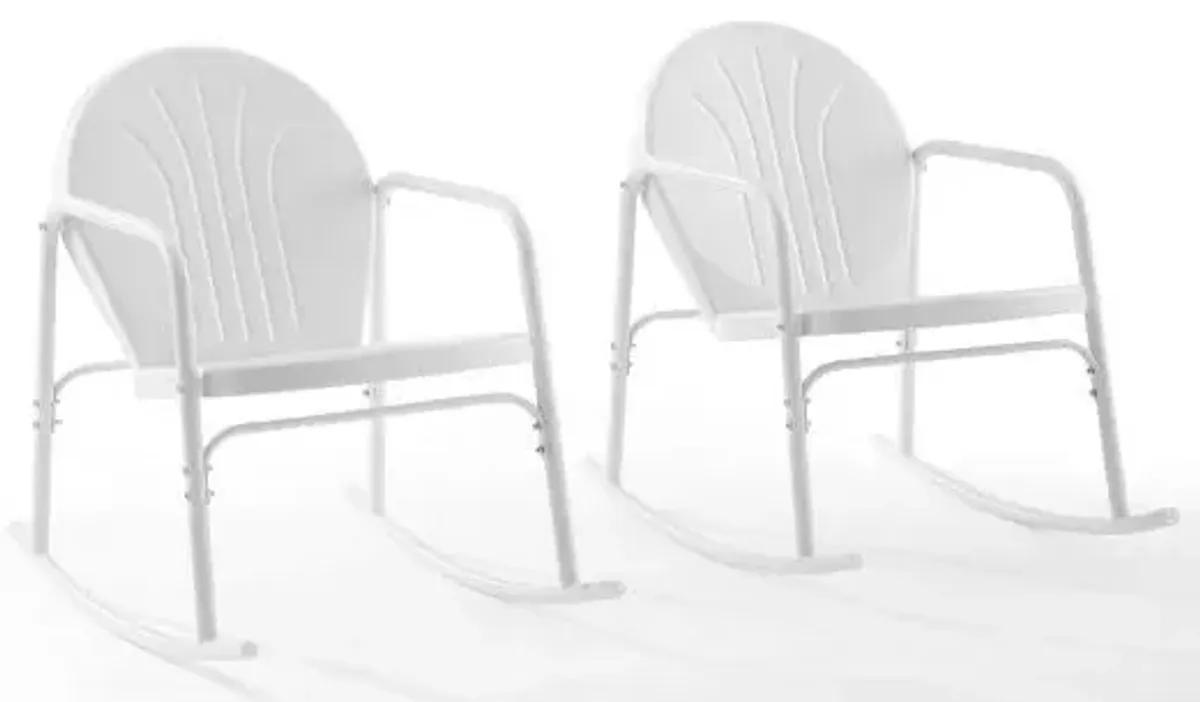 Crosley Furniture® Griffith 2-Piece White Gloss Outdoor Metal Rocking Chair Set