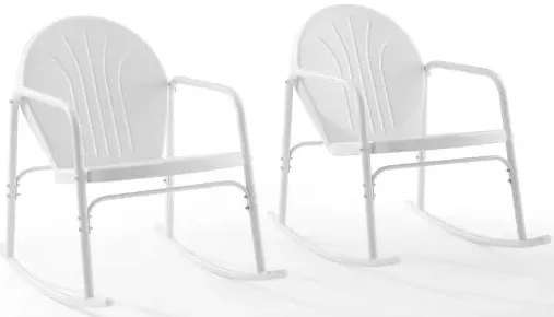 Crosley Furniture® Griffith 2-Piece White Gloss Outdoor Metal Rocking Chair Set