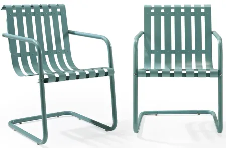 Crosley Furniture® Gracie 2-Piece Pastel Blue Satin Outdoor Metal Armchair Set