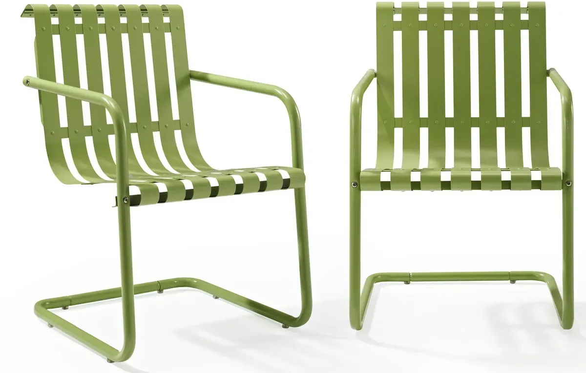 Crosley Furniture® Gracie 2-Piece Pastel Green Satin Outdoor Metal Armchair Set