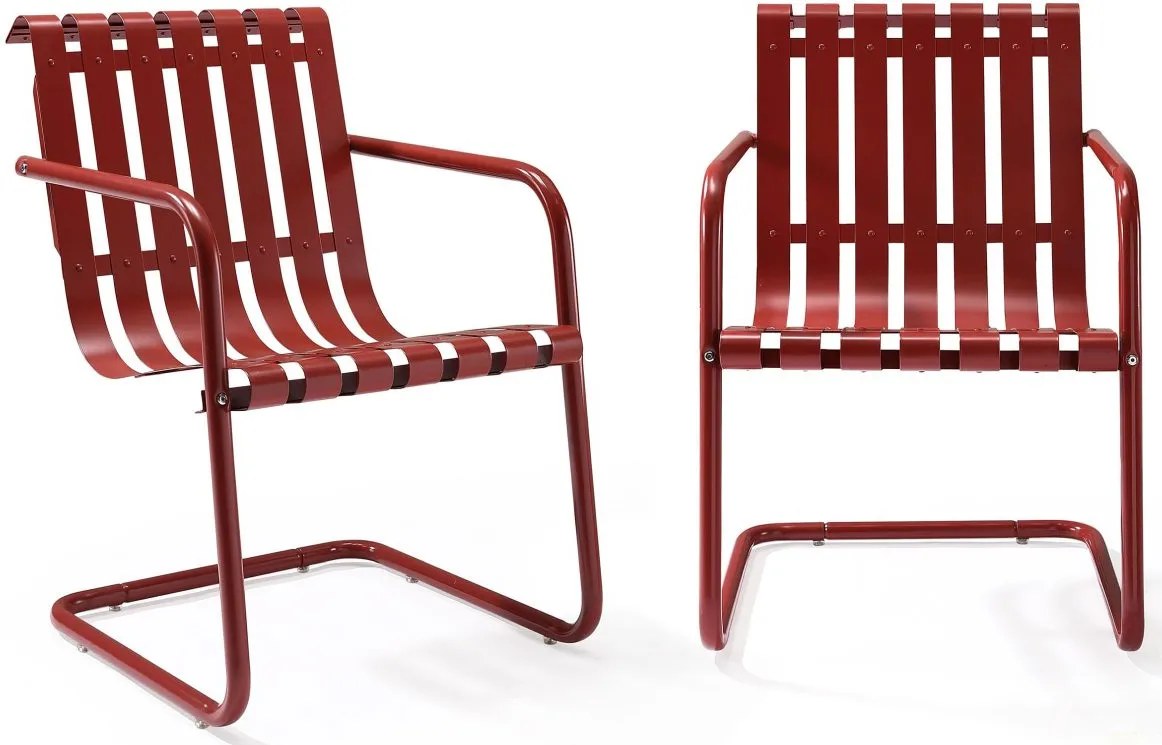 Crosley Furniture® Gracie 2-Piece Dark Red Satin Outdoor Metal Armchair Set