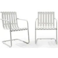 Crosley Furniture® Gracie 2-Piece White Satin Outdoor Metal Armchair Set