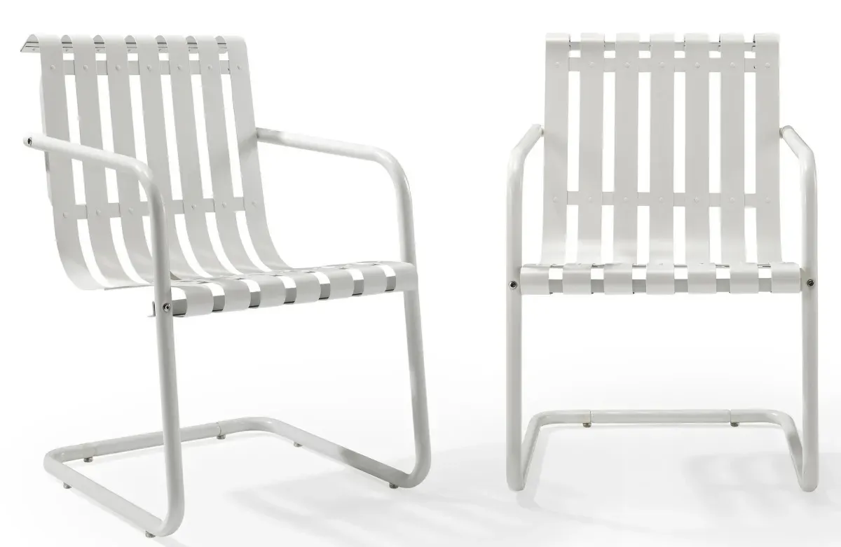 Crosley Furniture® Gracie 2-Piece White Satin Outdoor Metal Armchair Set