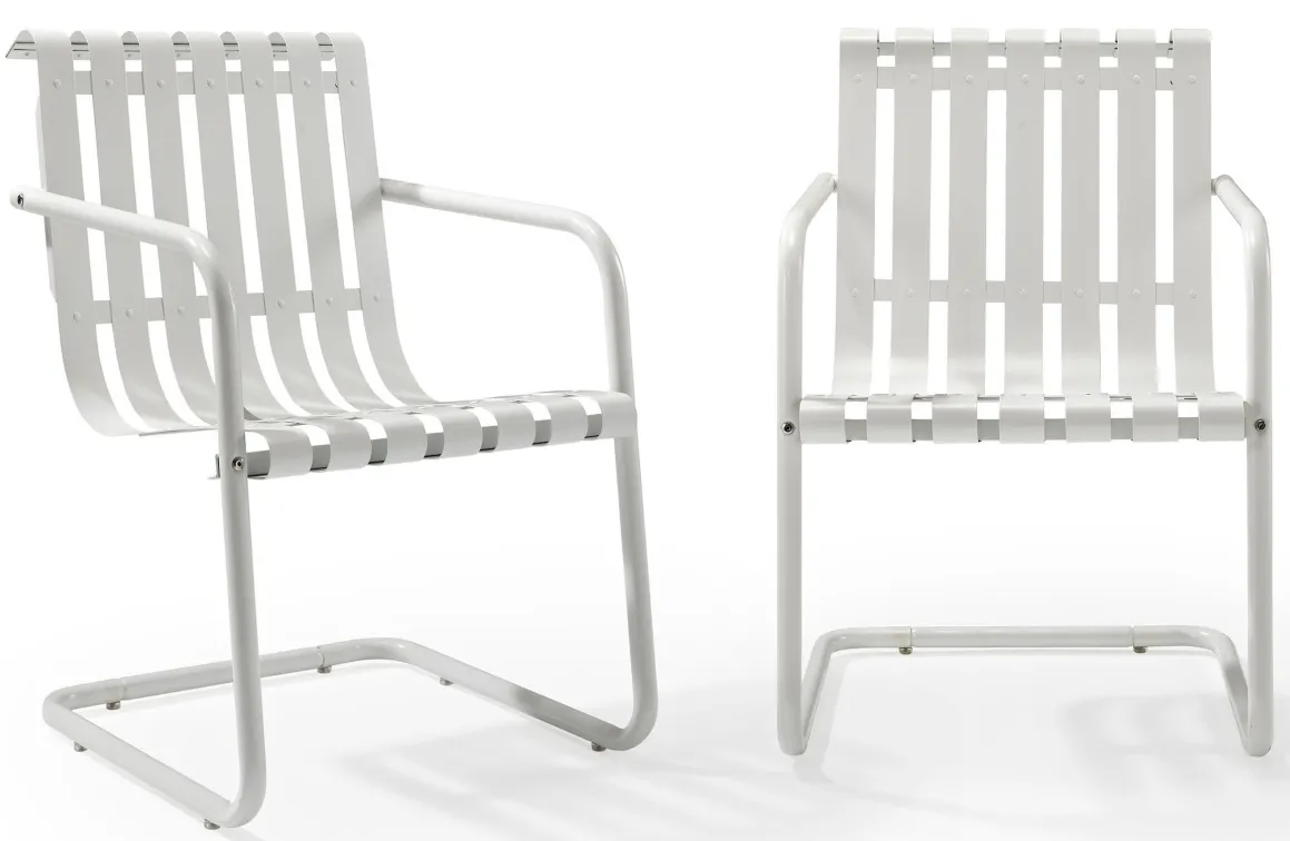 Crosley Furniture® Gracie 2-Piece White Satin Outdoor Metal Armchair Set