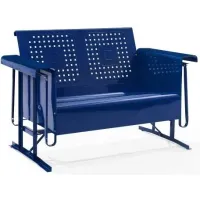 Crosley Furniture® Bates Navy Gloss Outdoor Metal Loveseat Glider