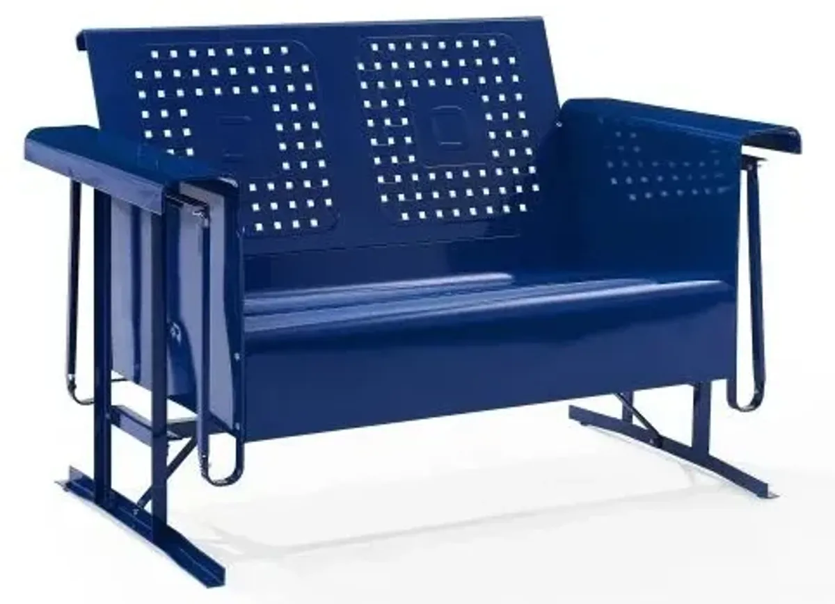 Crosley Furniture® Bates Navy Gloss Outdoor Metal Loveseat Glider