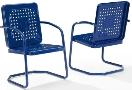 Crosley Furniture® Bates 2-Piece Navy Gloss Outdoor Metal Chair Set