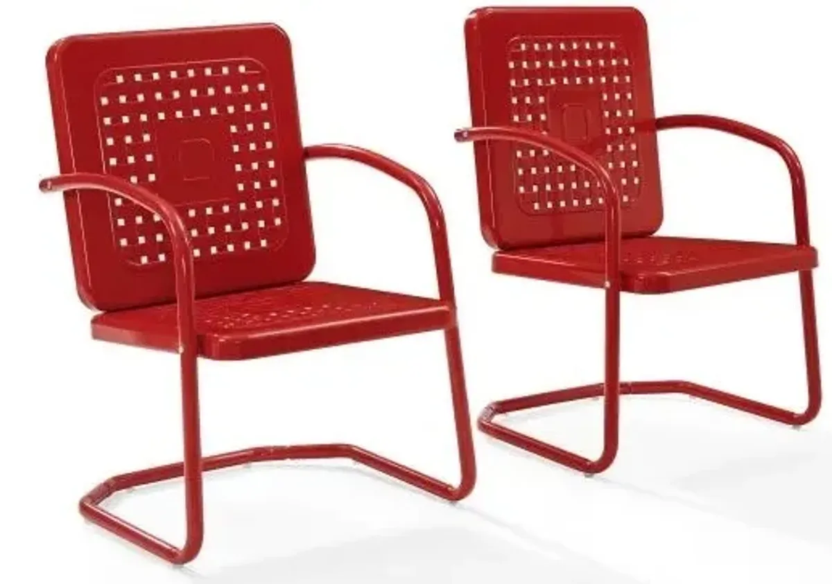 Crosley Furniture® Bates 2-Piece Bright Red Gloss Outdoor Metal Armchair Set