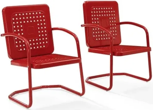 Crosley Furniture® Bates 2-Piece Bright Red Gloss Outdoor Metal Armchair Set