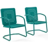 Crosley Furniture® Bates 2-Piece Turquoise Gloss Outdoor Metal Armchair Set