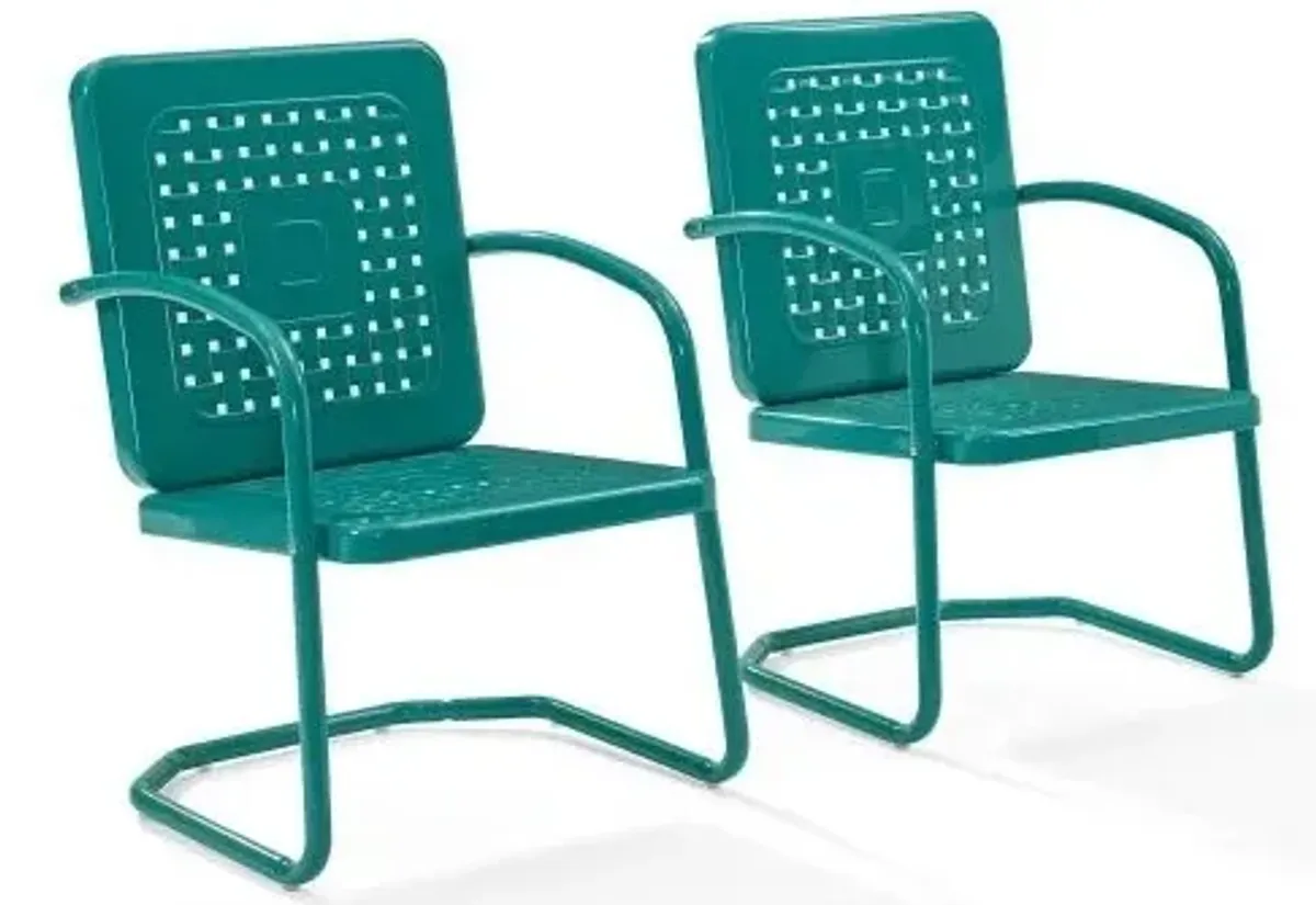 Crosley Furniture® Bates 2-Piece Turquoise Gloss Outdoor Metal Armchair Set