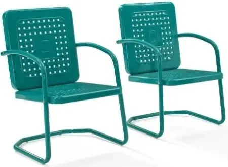 Crosley Furniture® Bates 2-Piece Turquoise Gloss Outdoor Metal Armchair Set
