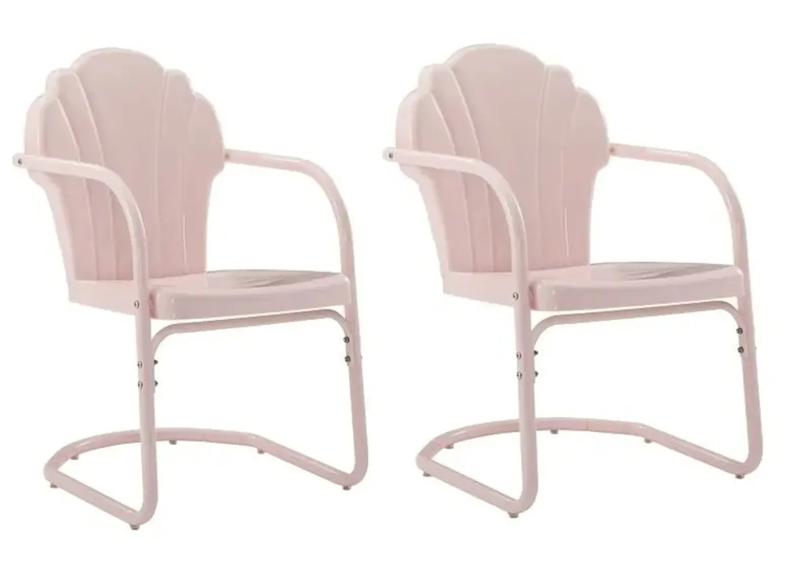 Crosley Furniture® Tulip 2-Piece Pastel Pink Gloss Outdoor Metal Armchair Set