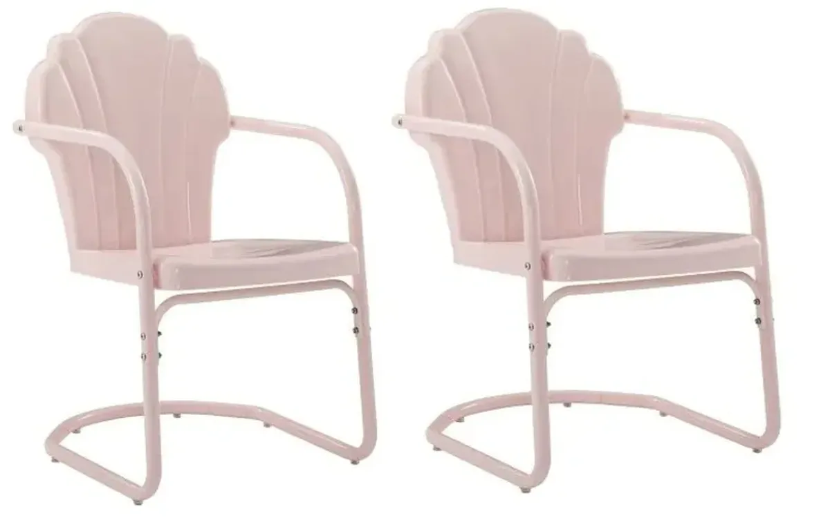 Crosley Furniture® Tulip 2-Piece Pastel Pink Gloss Outdoor Metal Armchair Set