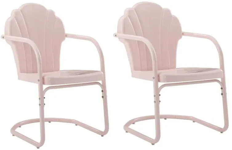 Crosley Furniture® Tulip 2-Piece Pastel Pink Gloss Outdoor Metal Armchair Set