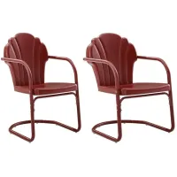 Crosley Furniture® Tulip 2-Piece Dark Red Satin Outdoor Metal Armchair Set