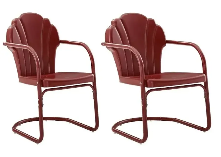 Crosley Furniture® Tulip 2-Piece Dark Red Satin Outdoor Metal Armchair Set