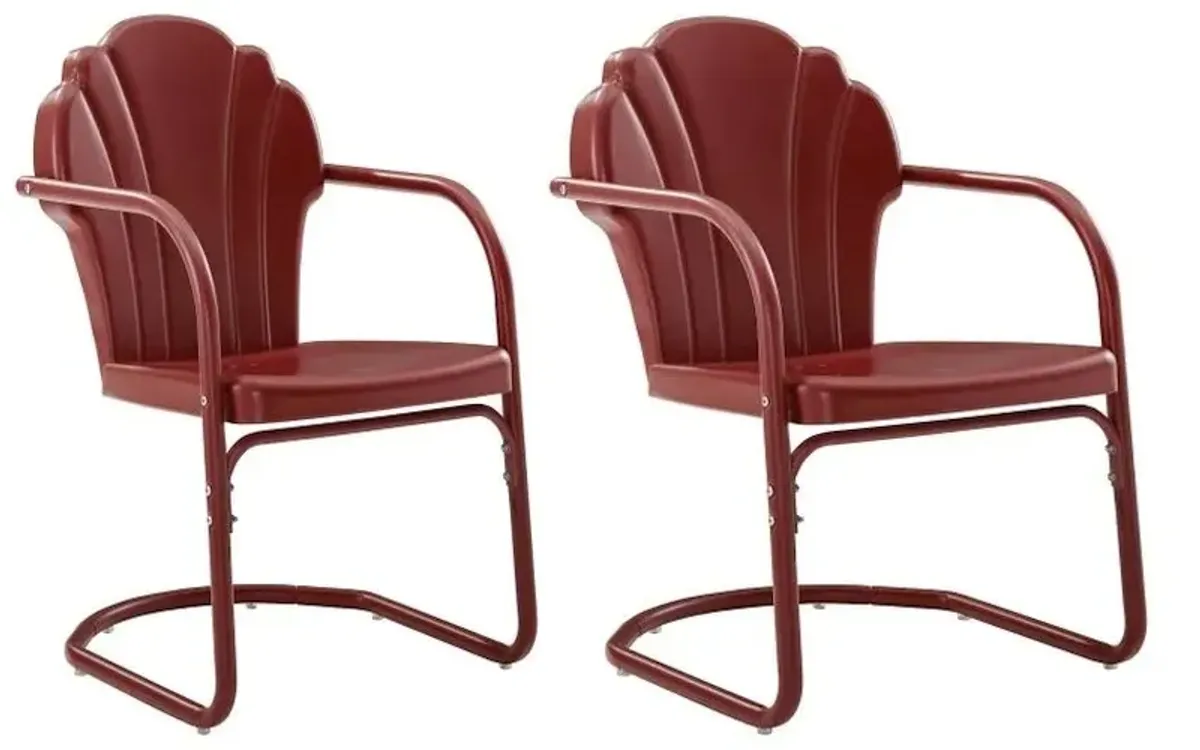 Crosley Furniture® Tulip 2-Piece Dark Red Satin Outdoor Metal Armchair Set