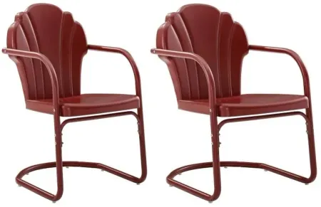 Crosley Furniture® Tulip 2-Piece Dark Red Satin Outdoor Metal Armchair Set