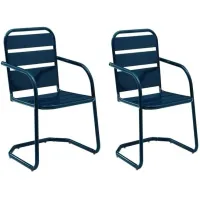 Crosley Furniture® Brighton 2-Piece Navy Gloss Outdoor Metal Armchair Set