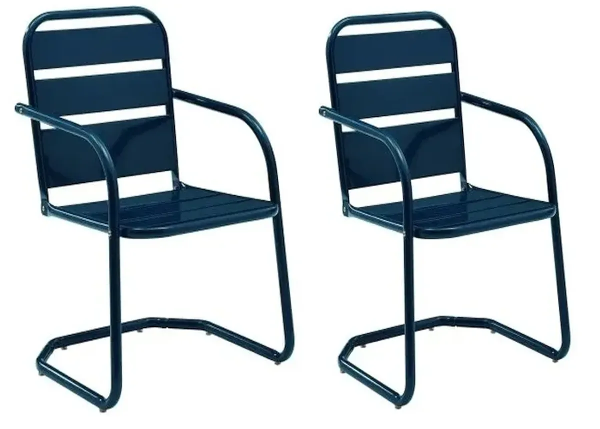 Crosley Furniture® Brighton 2-Piece Navy Gloss Outdoor Metal Armchair Set