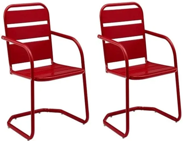 Crosley Furniture® Brighton 2-Piece Bright Red Gloss Outdoor Metal Armchair Set