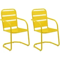 Crosley Furniture® Brighton 2-Piece Bright Yellow Gloss Outdoor Metal Armchair Set