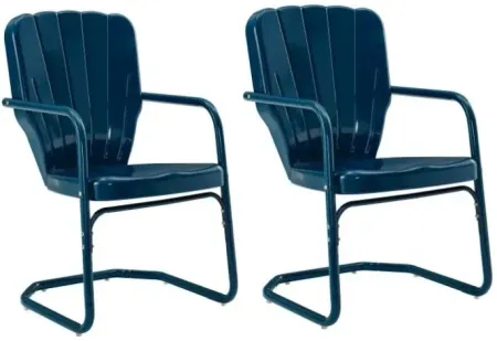 Crosley Furniture® Ridgeland 2-Piece Navy Gloss Outdoor Metal Armchair Set