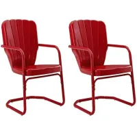 Crosley Furniture® Ridgeland 2-Piece Bright Red Gloss Outdoor Metal Armchair Set