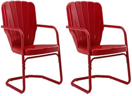 Crosley Furniture® Ridgeland 2-Piece Bright Red Gloss Outdoor Metal Armchair Set